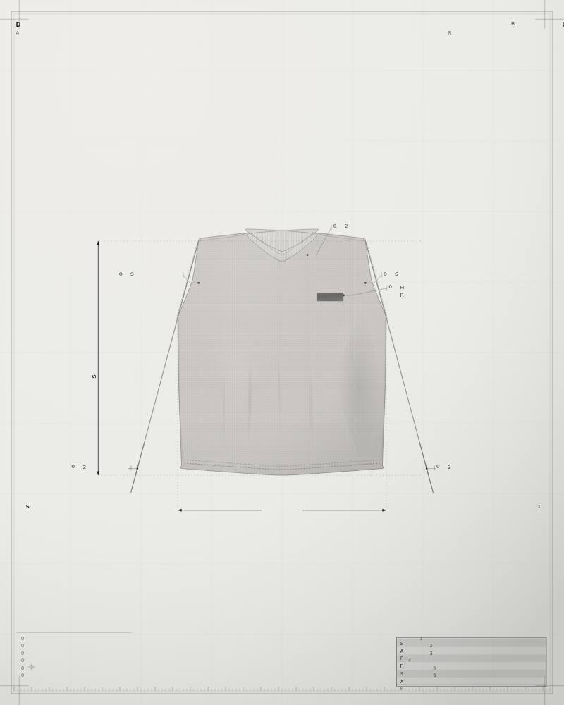 Arch Crewneck — gambar teknis datar