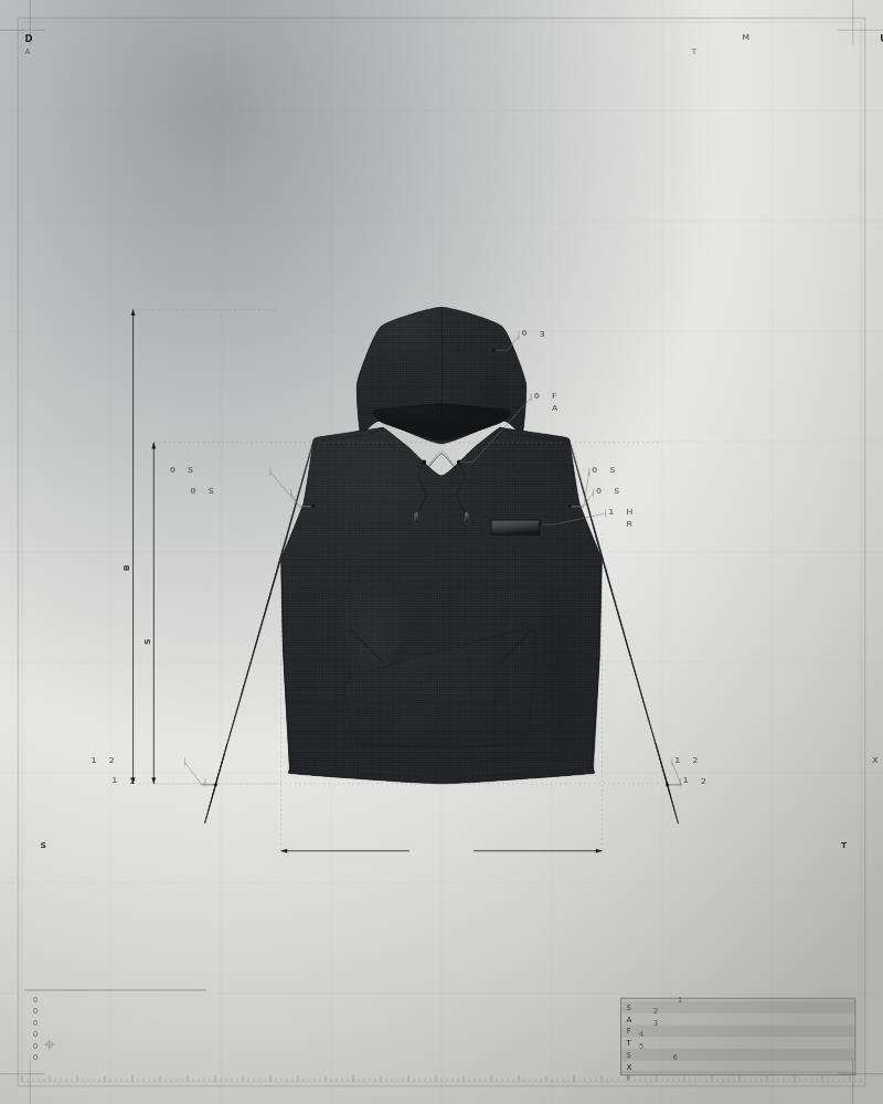 Atelier Heavyweight Hoodie — gambar teknis datar