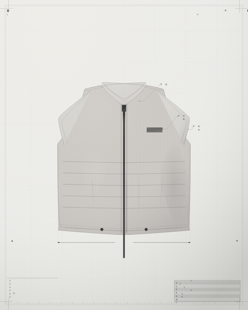 Layering Vest — gambar teknis datar